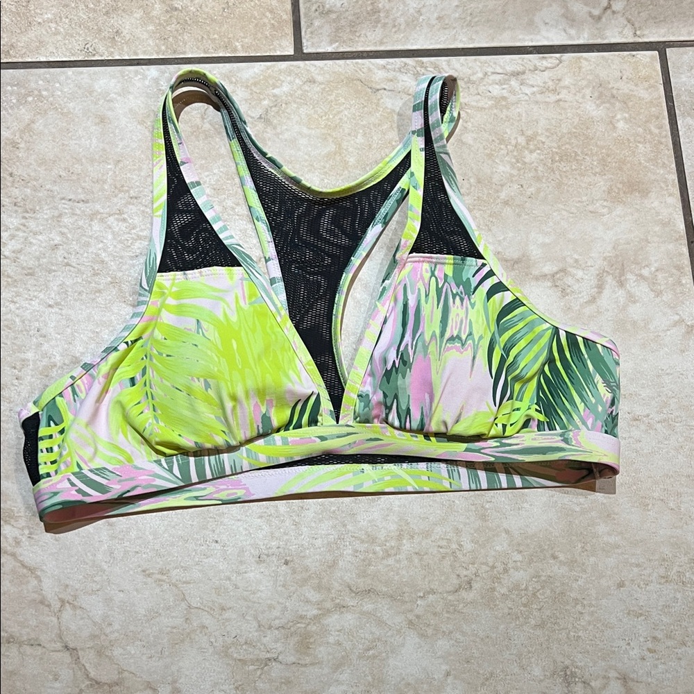 Vibrant Tropical Print Bikini Top